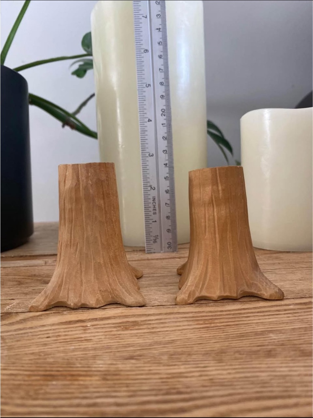 Vintage Hand-Carved Wooden Tree Stump Salt & Pepper Shakers Set | Rustic Cabin